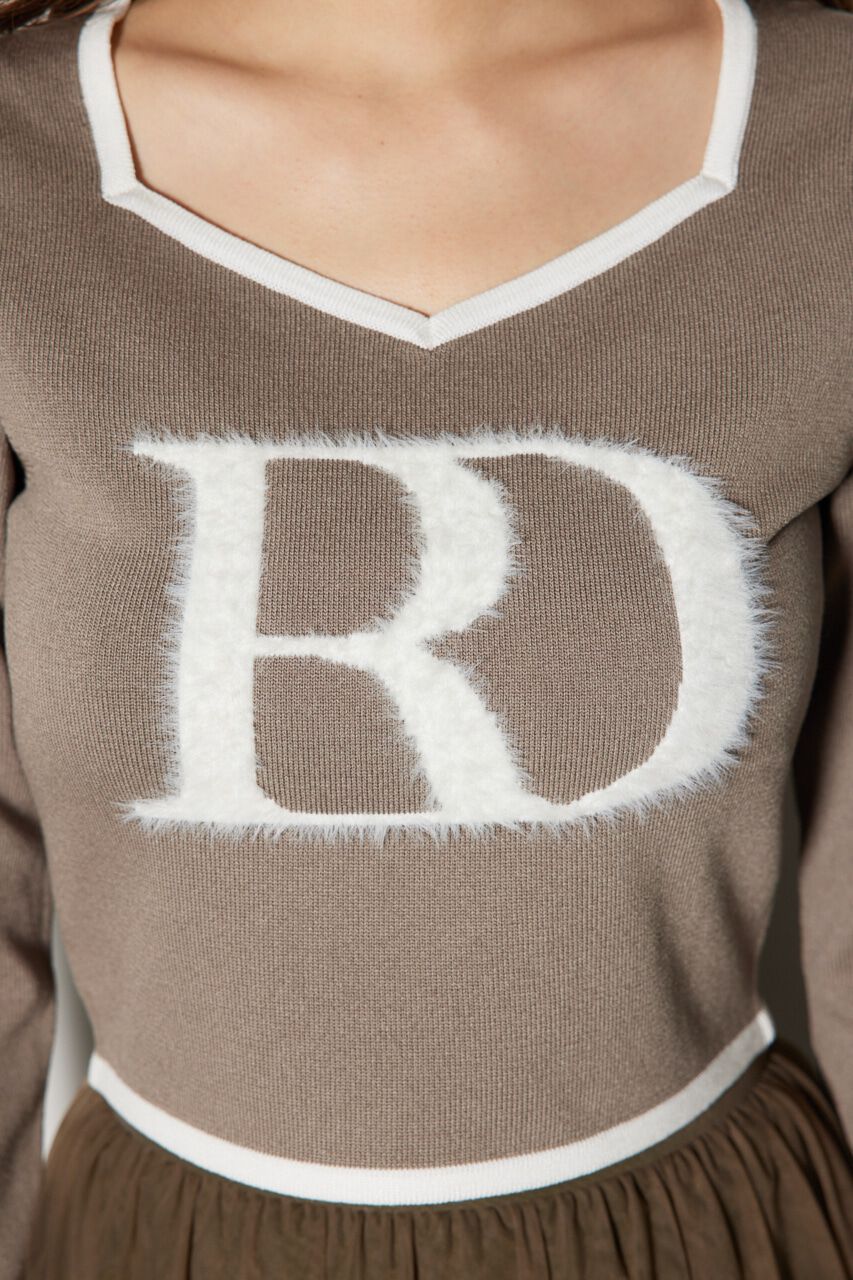 rienda「BIG Rロゴロング スリーブ ニット トップス」|ニット・セーター|