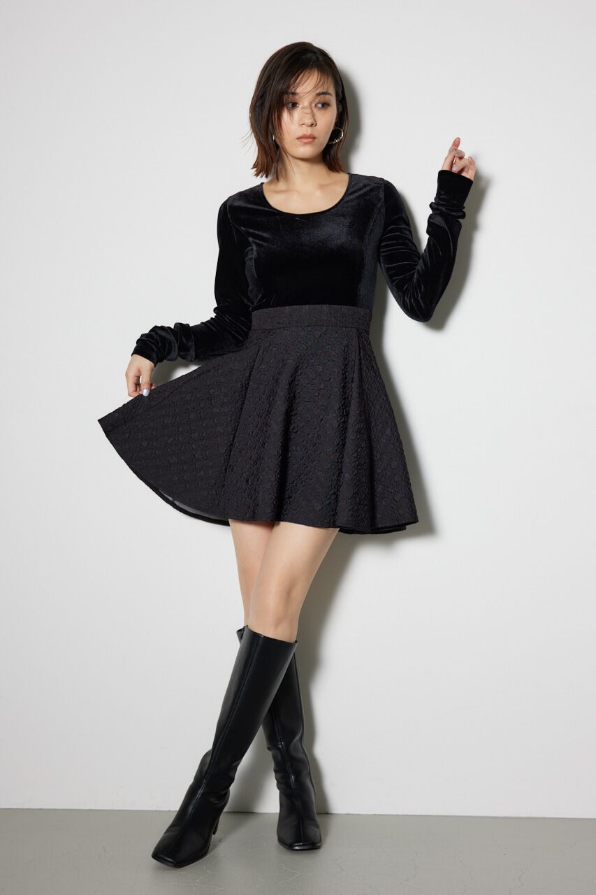 rienda「2WAYベロアフレアミニワンピース」|ワンピース|