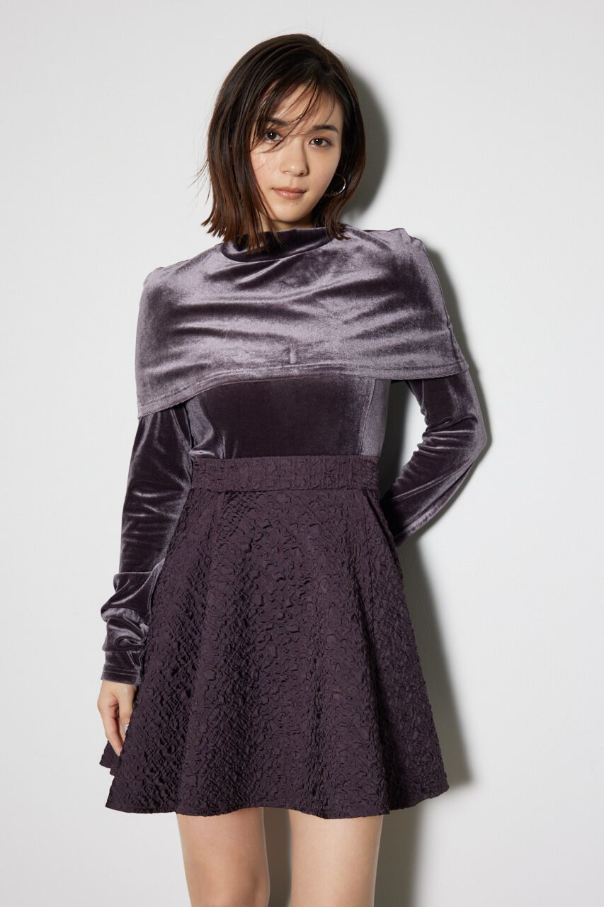 rienda「2WAYベロアフレアミニワンピース」|ワンピース|