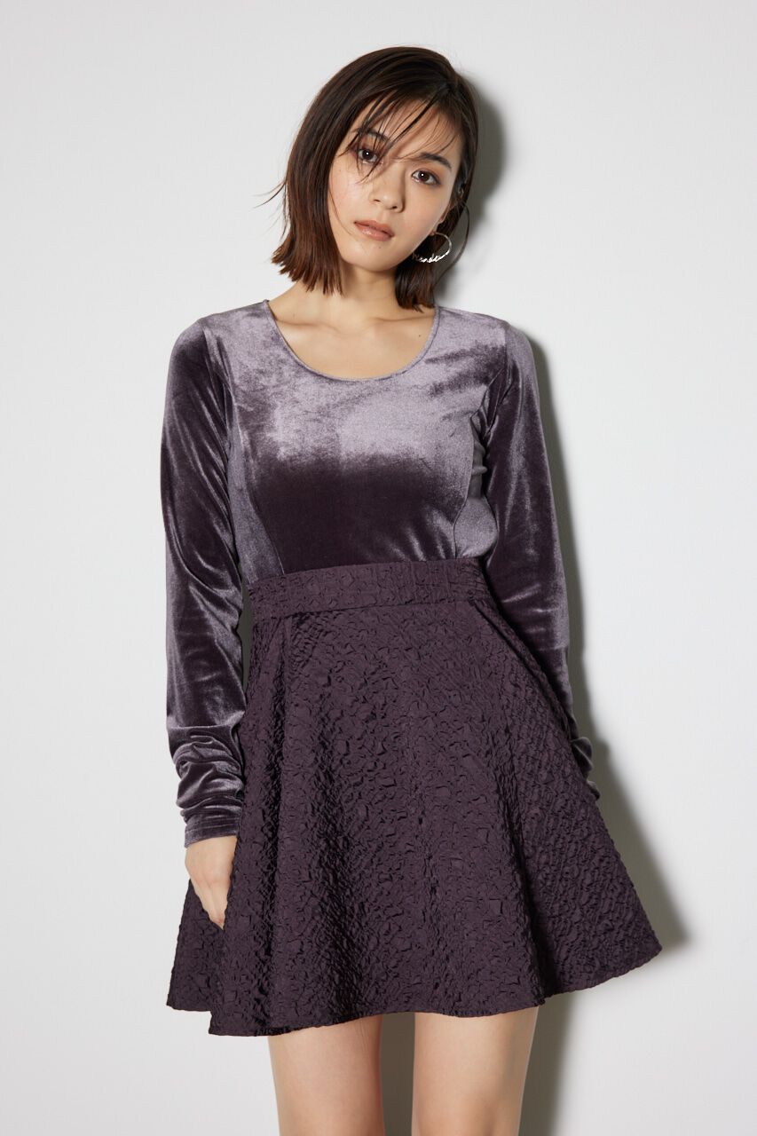rienda「2WAYベロアフレアミニワンピース」|ワンピース|