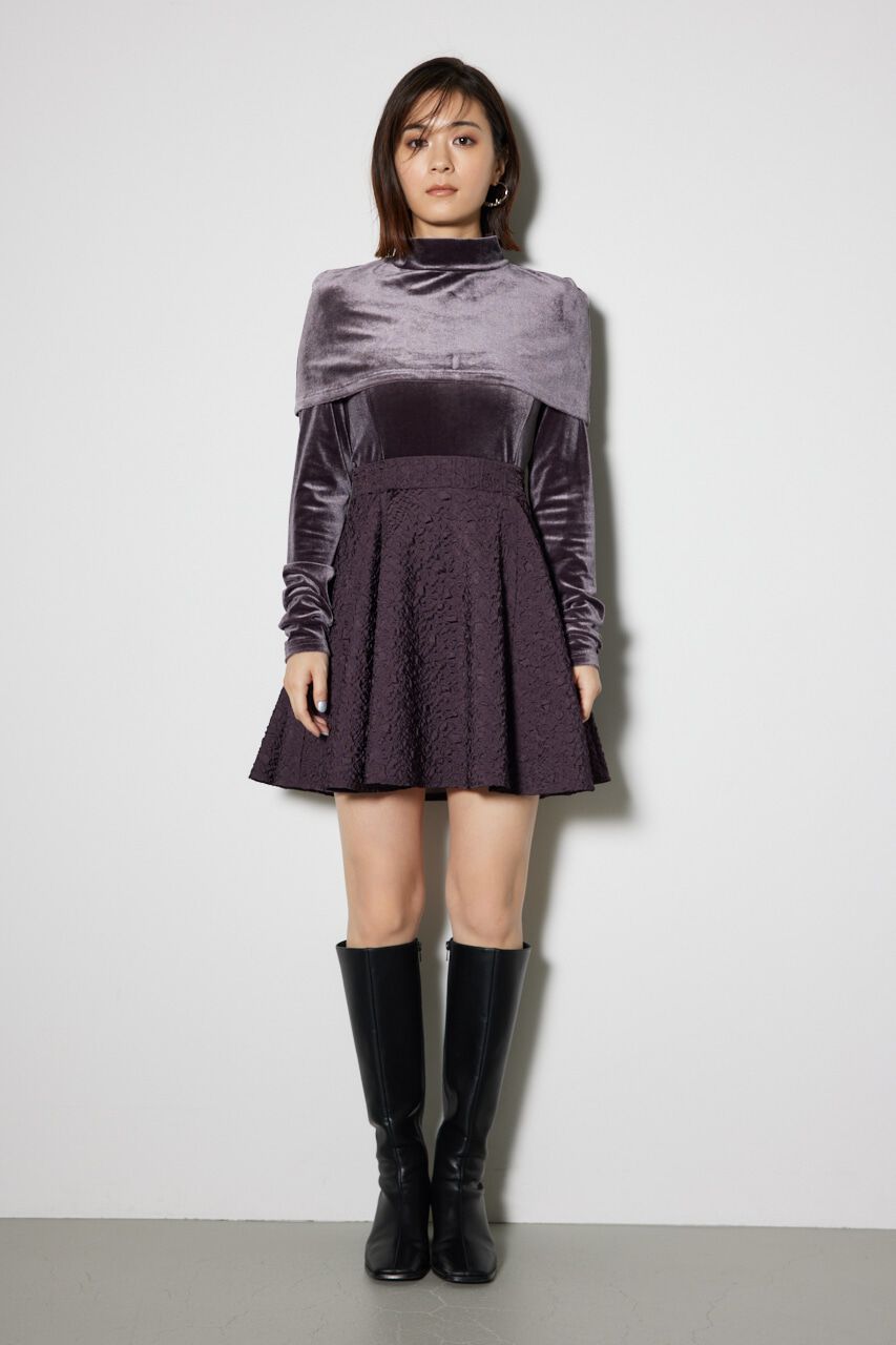 rienda「2WAYベロアフレアミニワンピース」|ワンピース|