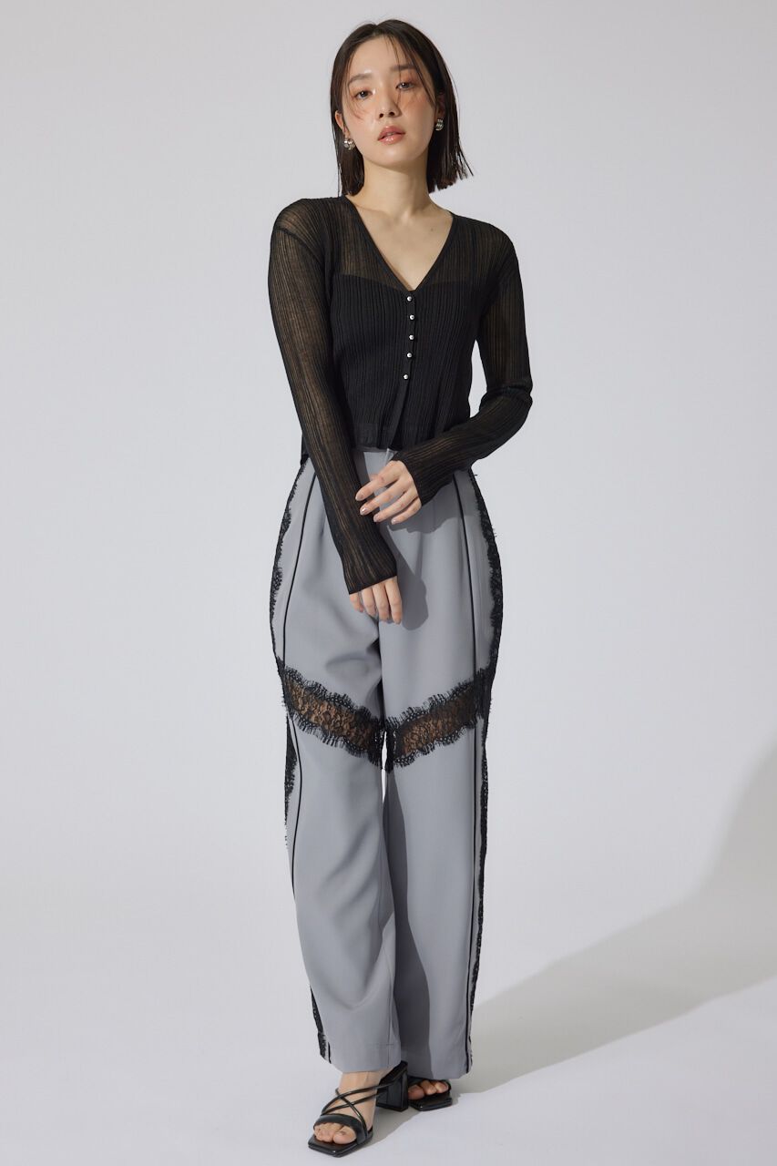 rienda「ランダムリブシアーニットカーディガントップス」|カーディガン|