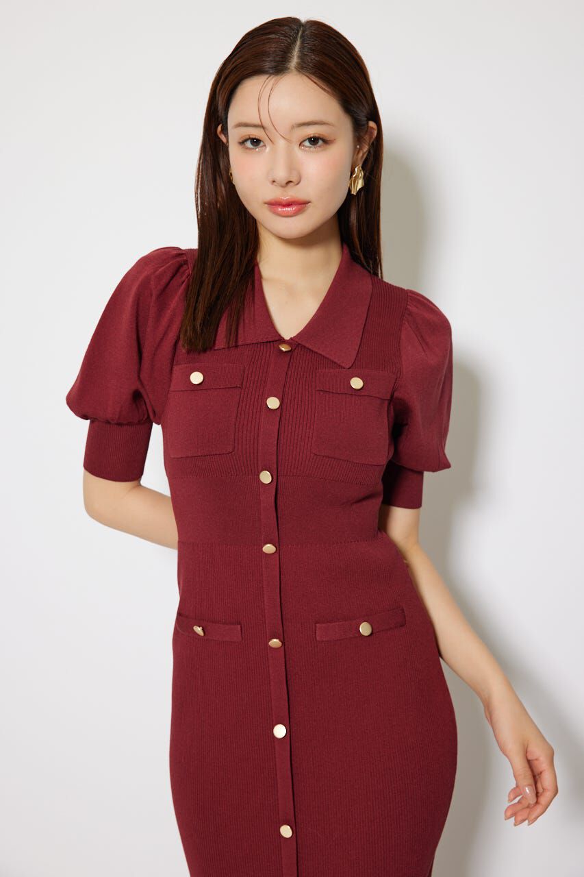 rienda「パフスリーブニットタイトワンピース」|ワンピース|