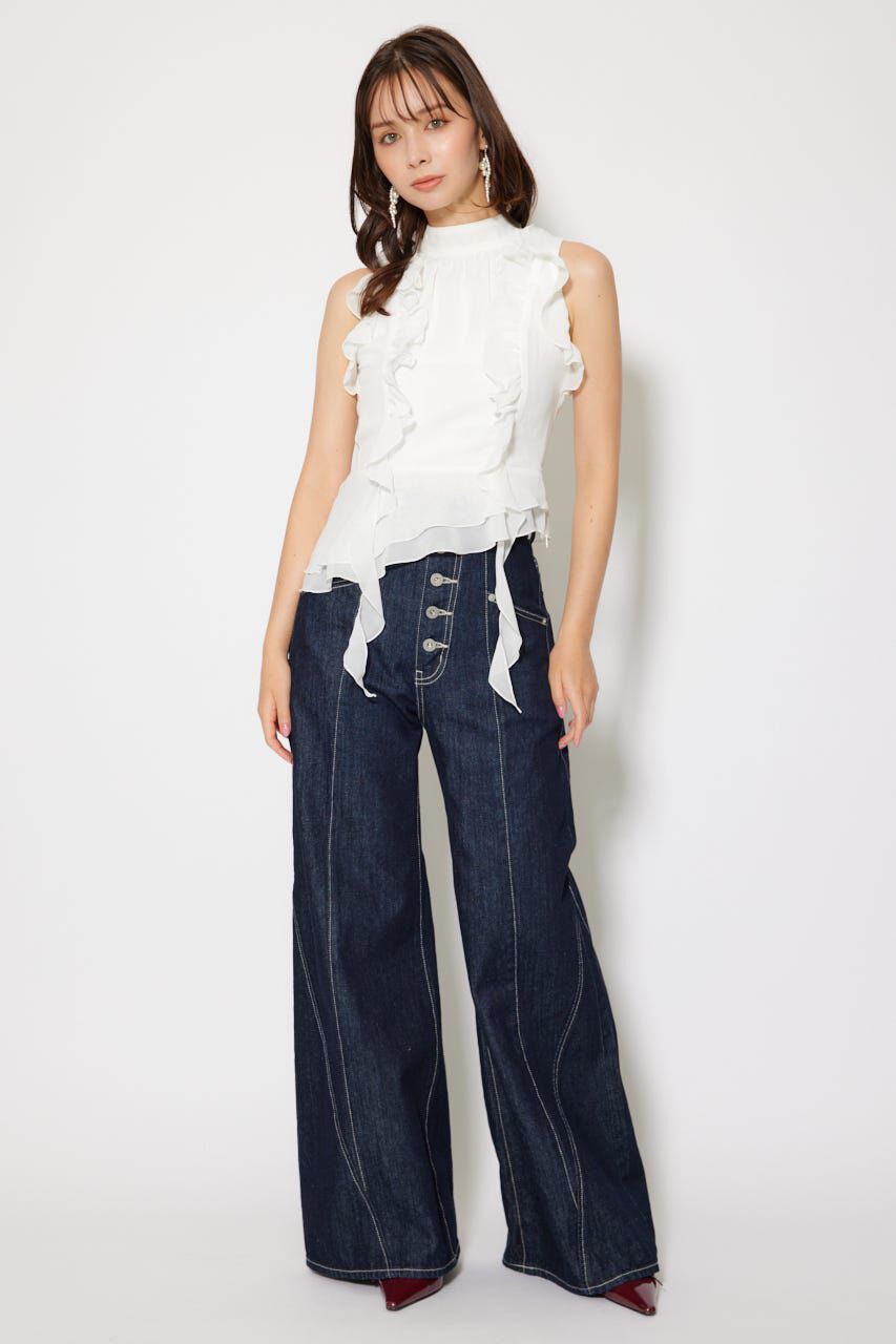 rienda「ボウタイフリルペプラムブラウス」|シャツ・ブラウス|