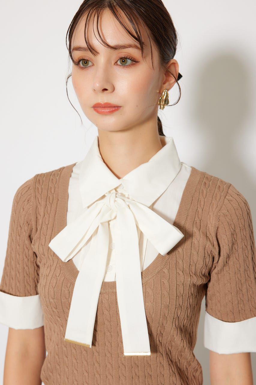 rienda「シャツドッキングハーフスリーブトップス」|ニット・セーター|