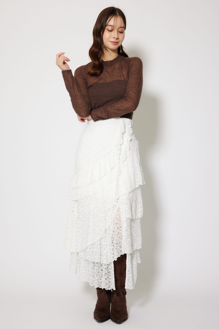 rienda「レースラッフルロングハイウエストスカート」|スカート|