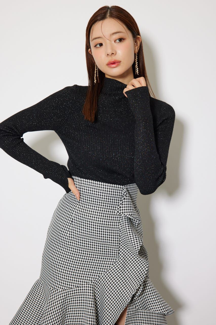 rienda「サムホール付きウォッシャブルハイネックニットトップス」|ニット・セーター|