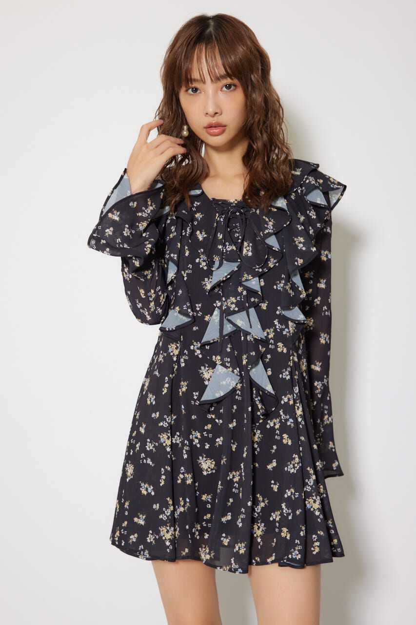 rienda「フリルフレアミニワンピース」|ワンピース|柄BLK5