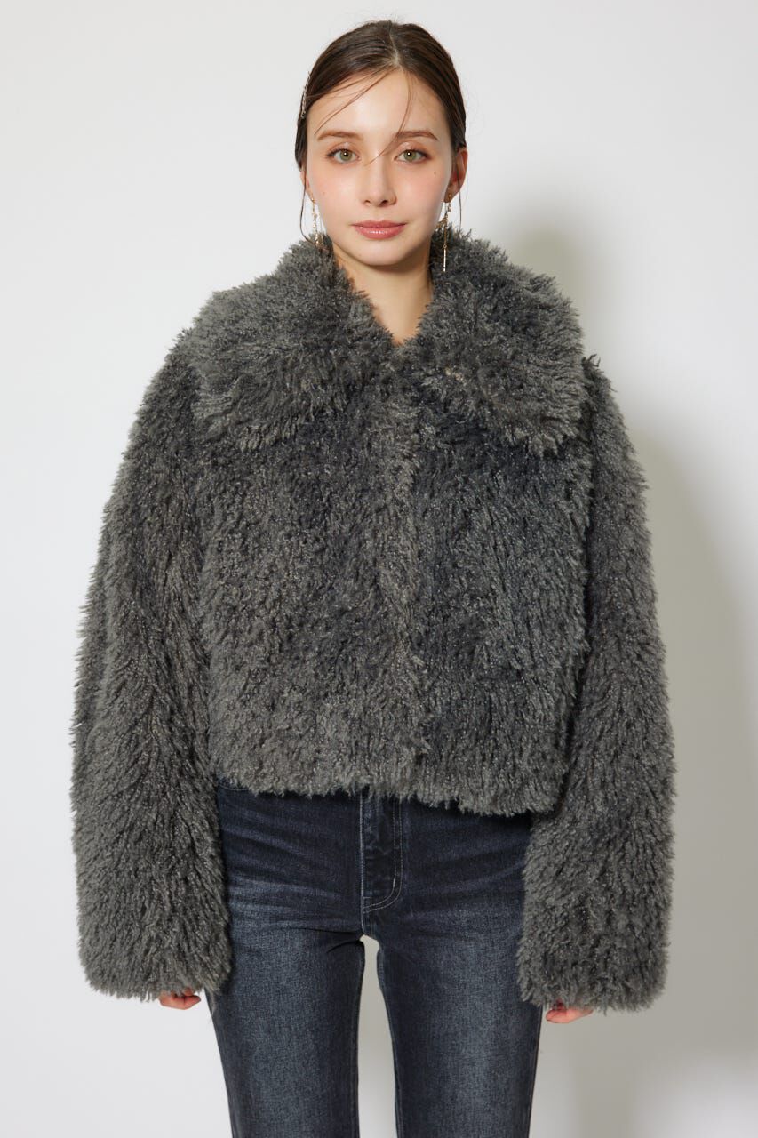 rienda「ショート丈フェイクプードルファーブルゾン」|ブルゾン・スタジャン|