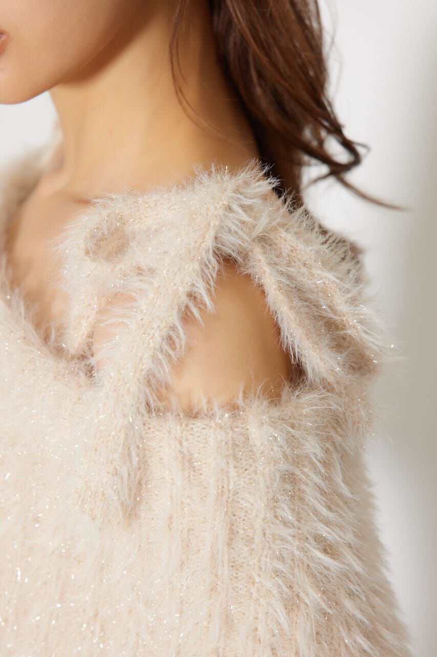 rienda「2WAYファーライクジャガードニットトップス」|ニット・セーター|