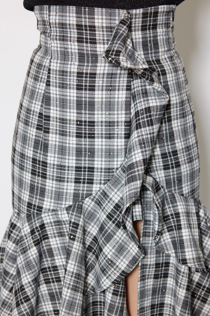 rienda「チェックフリルスリットスコートショートパンツ」|その他|