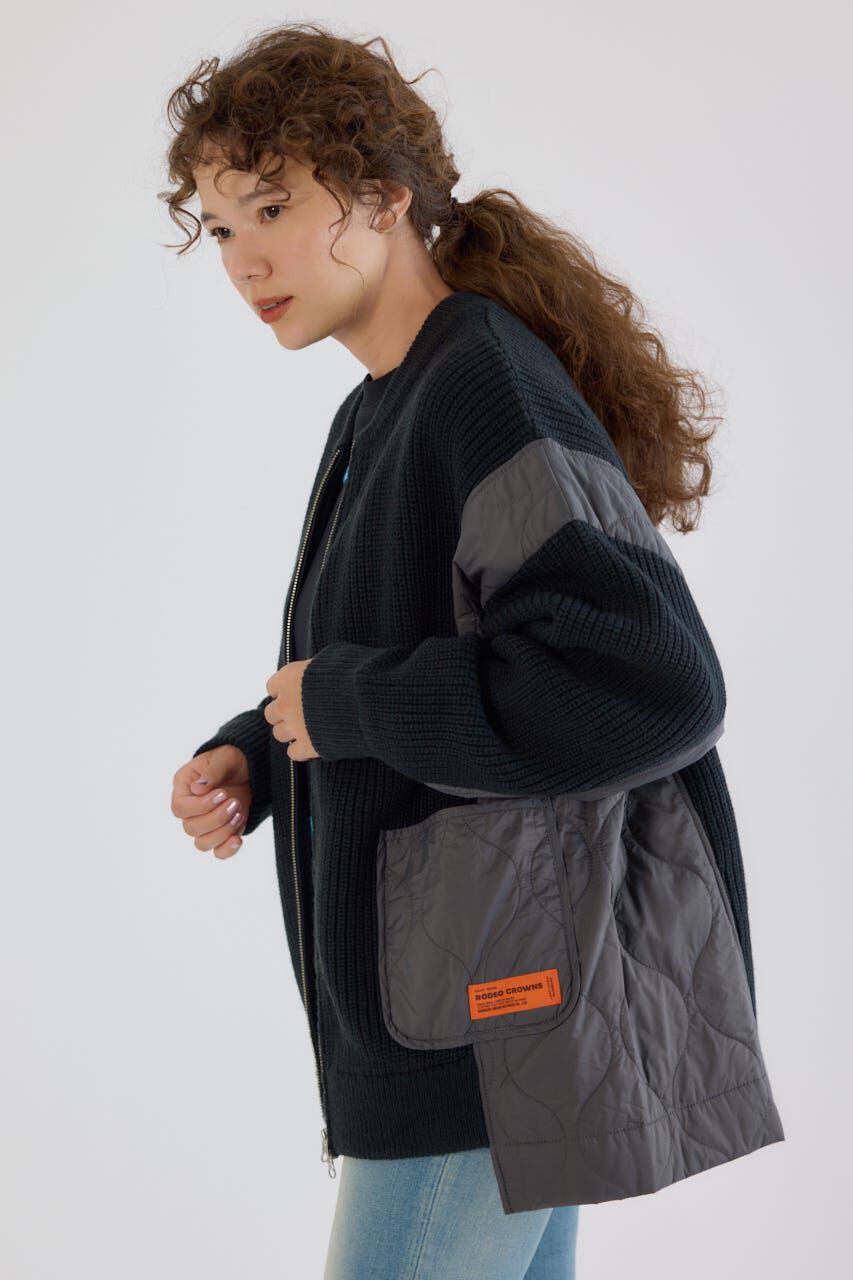 RODEO CROWNS「キルトドッキングニットブルゾン」|カーディガン|
