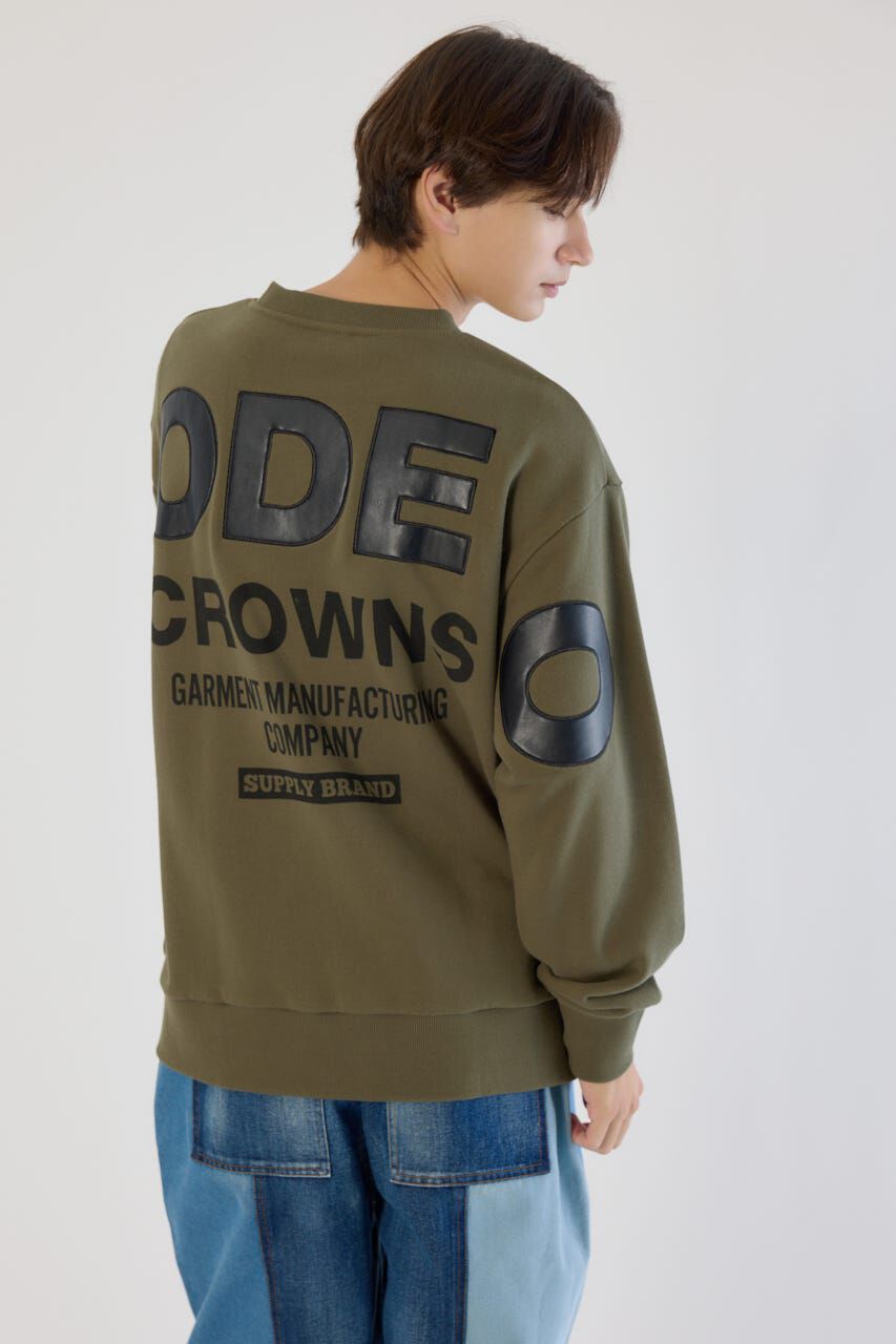 RODEO CROWNS「メンズフェイクレザーパッチスウェット」|パーカー|