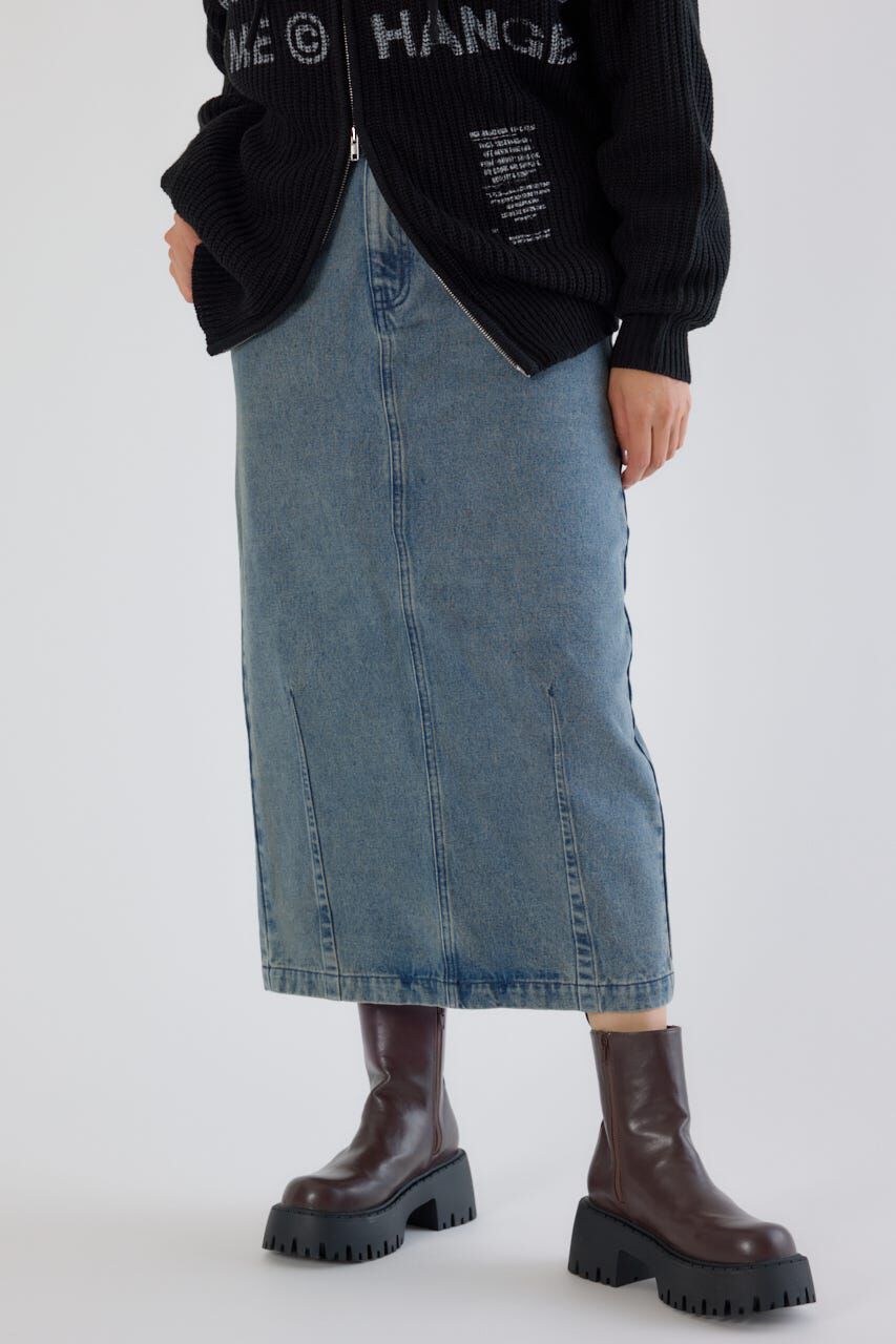 RODEO CROWNS「カーブデニムマキシスカート」|スカート|BLU
