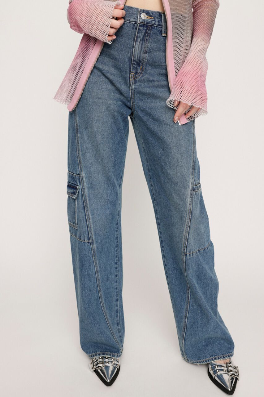 SLY「JW SLANT SEAM MID STRAIGHT-B」|デニム|BLU