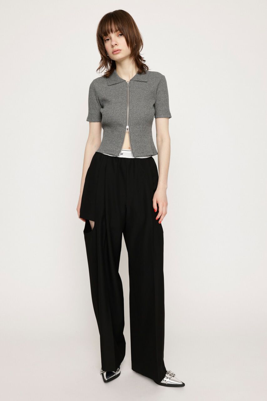 SLY「FRONT ZIP CUT RIB トップス」|Tシャツ・カットソー|