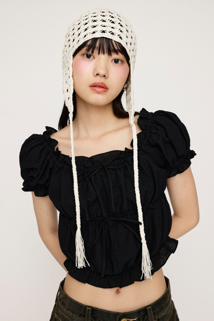 SLY「GATHER RIBBON ブラウス」|シャツ・ブラウス|BLK