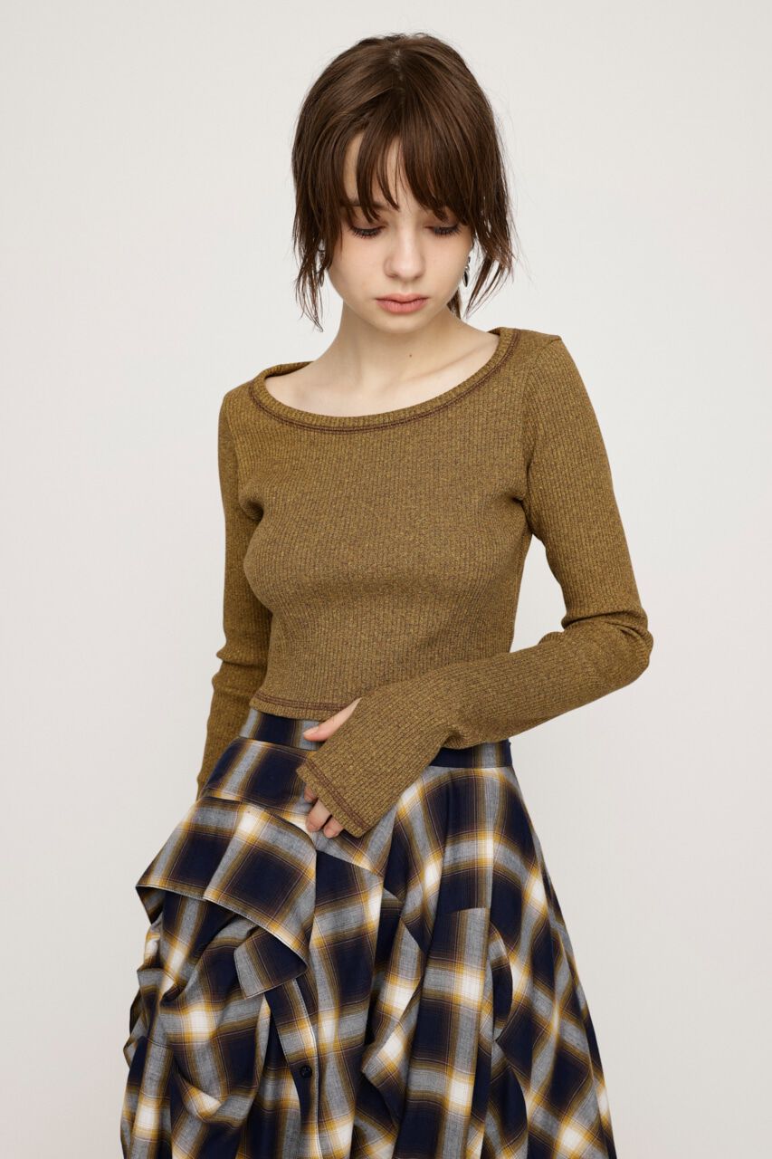 SLY「CUT RIB BASIC トップス」|Tシャツ・カットソー|M/BRN7