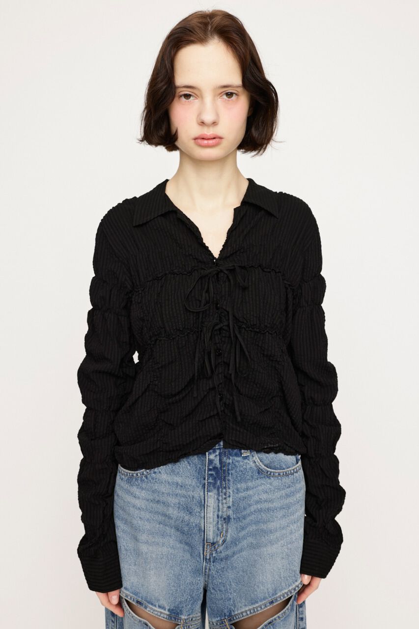 SLY「SHIRRING SKIPPER RIBBON シャツ」|シャツ・ブラウス|