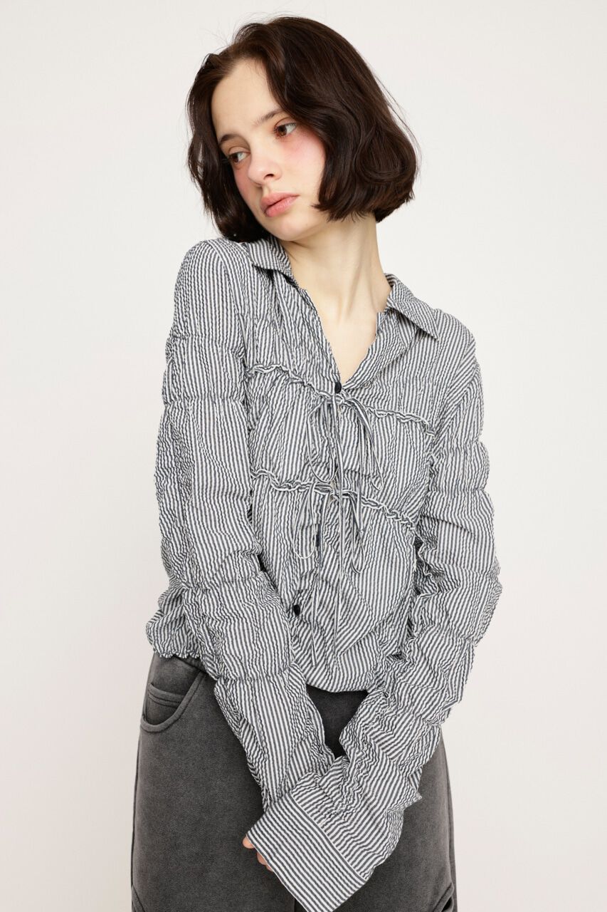 SLY「SHIRRING SKIPPER RIBBON シャツ」|シャツ・ブラウス|