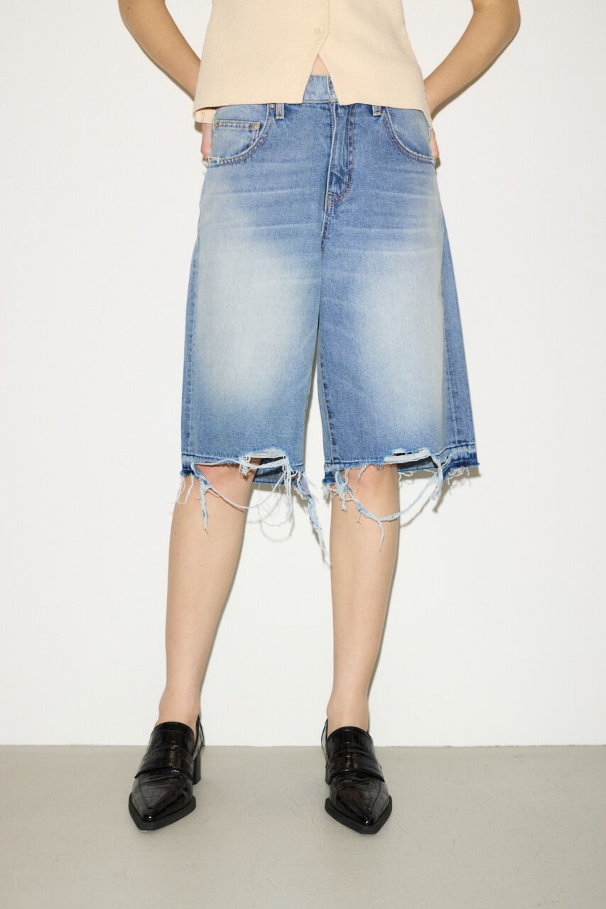 SLY「RIPPED HALF DENIM PT／BE」|デニム|