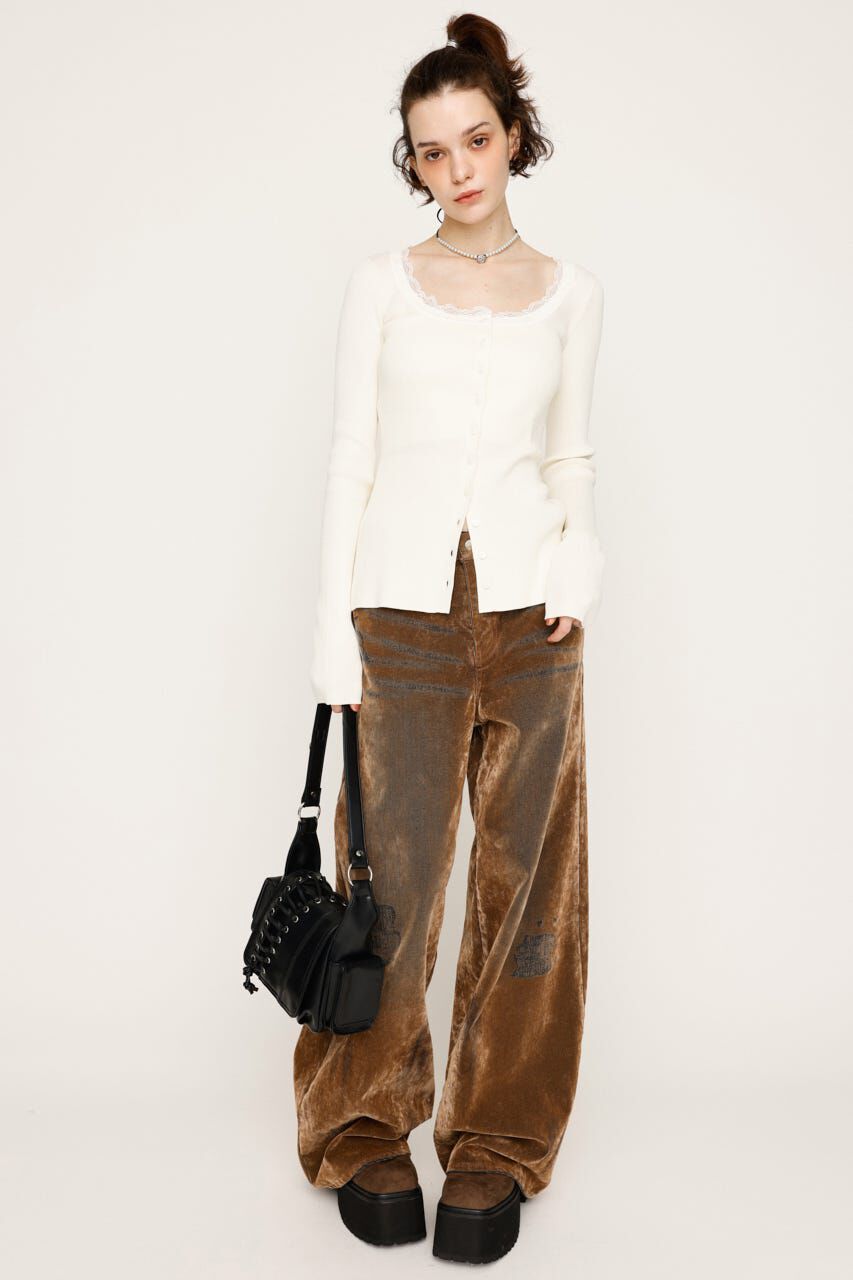 SLY「LACE DOCKING FRONT BUTTON トップス」|ニット・セーター|