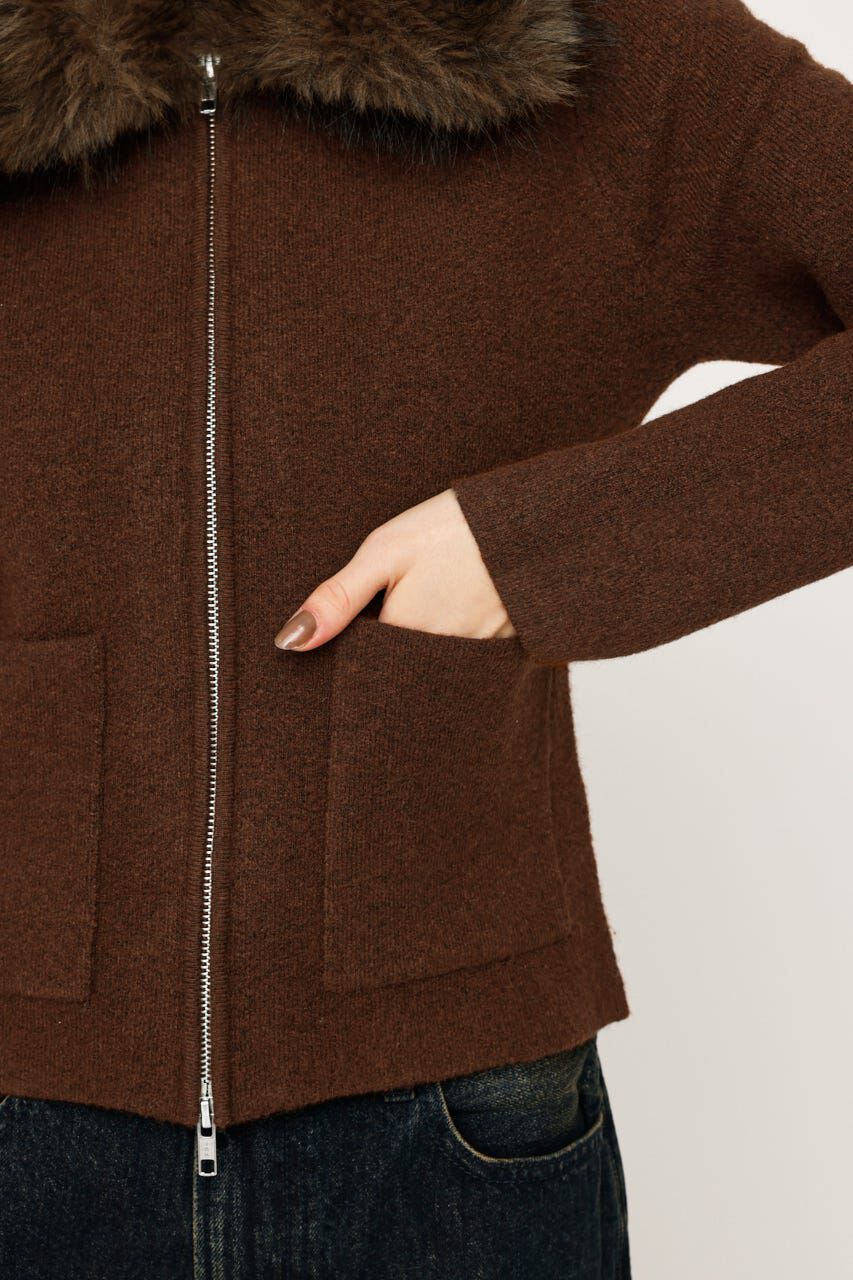 SLY「F／FUR COLLAR KNIT トップス」|その他|