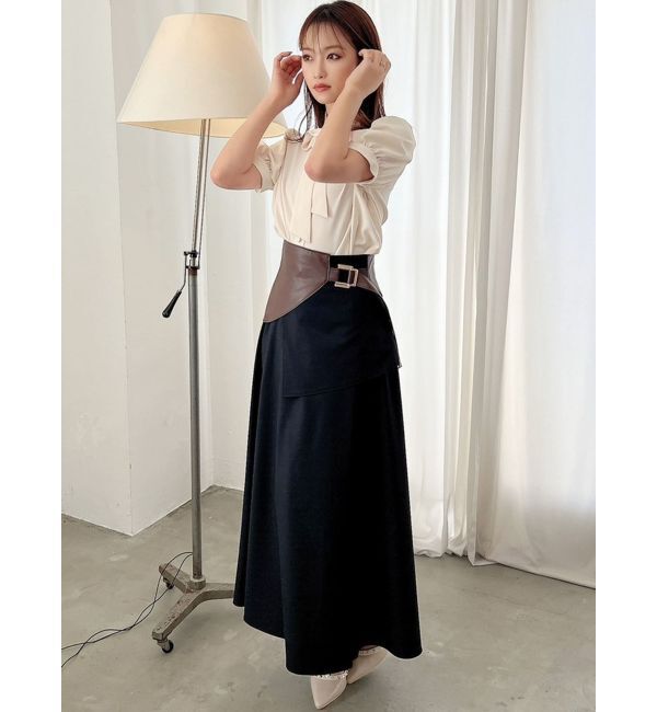 RESEXXY「合皮コルセット付フレアスカート」|スカート|