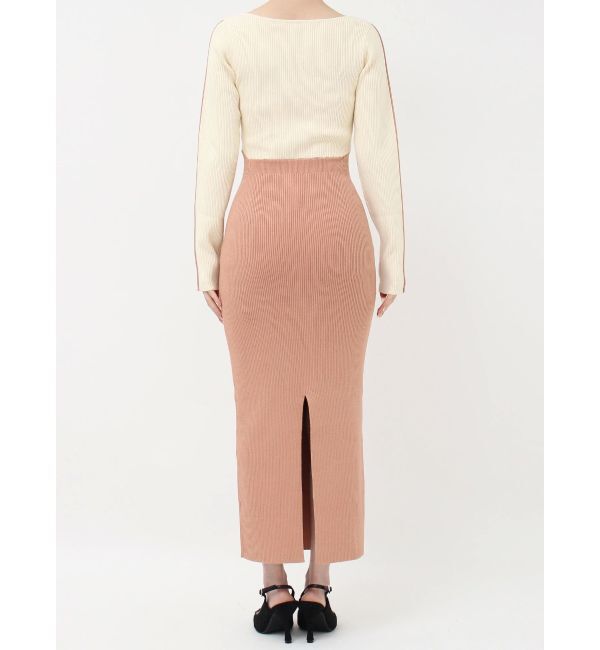 RESEXXY「バイカラーラインリブニットワンピース」|ワンピース|