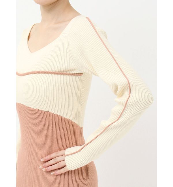 RESEXXY「バイカラーラインリブニットワンピース」|ワンピース|