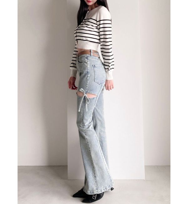 RESEXXY「【追加生産分】カットアウトリボンデニムパンツ」|デニム|