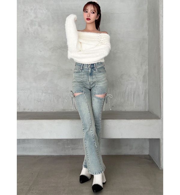 RESEXXY「【追加生産分】カットアウトリボンデニムパンツ」|デニム|