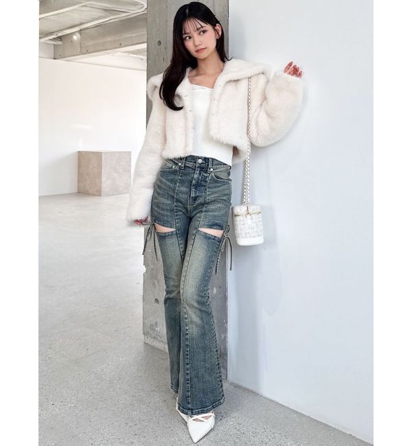 RESEXXY「【追加生産分】カットアウトリボンデニムパンツ」|デニム|