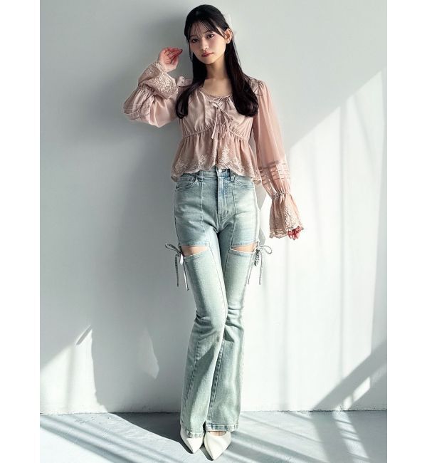 RESEXXY「【追加生産分】カットアウトリボンデニムパンツ」|デニム|