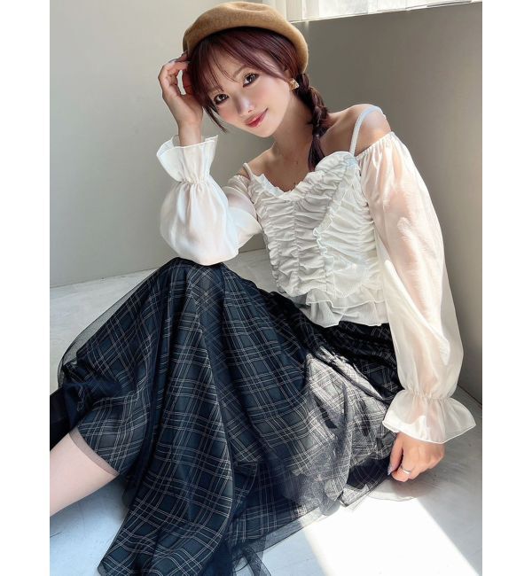 RESEXXY「ギャザーベロアペプラムブラウス」|シャツ・ブラウス|ホワイト