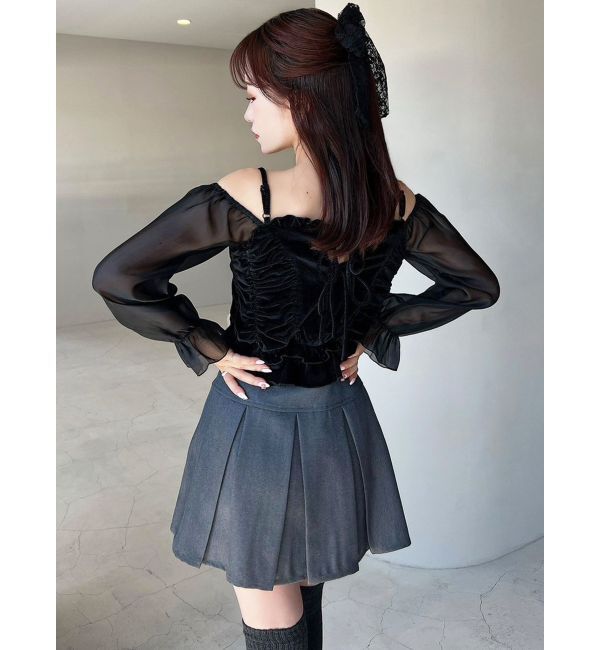 RESEXXY「ギャザーベロアペプラムブラウス」|シャツ・ブラウス|