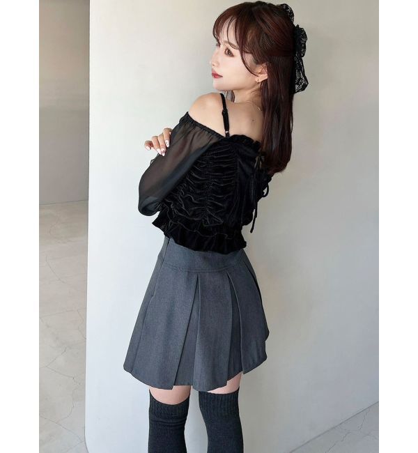 RESEXXY「ギャザーベロアペプラムブラウス」|シャツ・ブラウス|