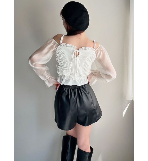 RESEXXY「ギャザーベロアペプラムブラウス」|シャツ・ブラウス|