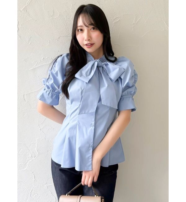 dazzlin「ペプラムタックボウタイブラウス」|シャツ・ブラウス|
