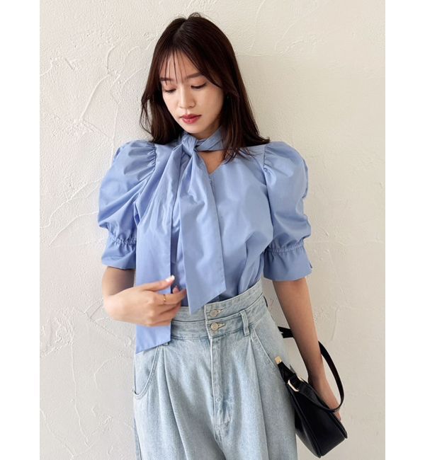 dazzlin「ペプラムタックボウタイブラウス」|シャツ・ブラウス|