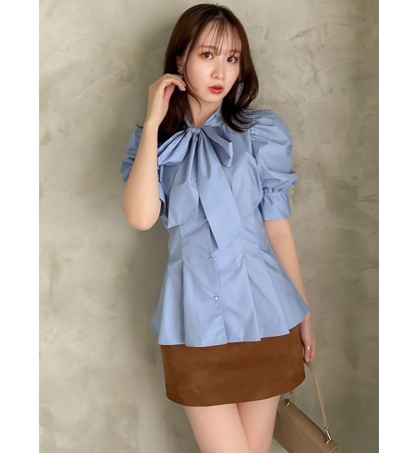 dazzlin「ペプラムタックボウタイブラウス」|シャツ・ブラウス|