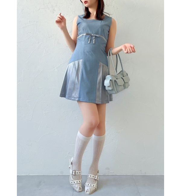 dazzlin「サイドプリーツミニワンピース」|ワンピース|ブルー