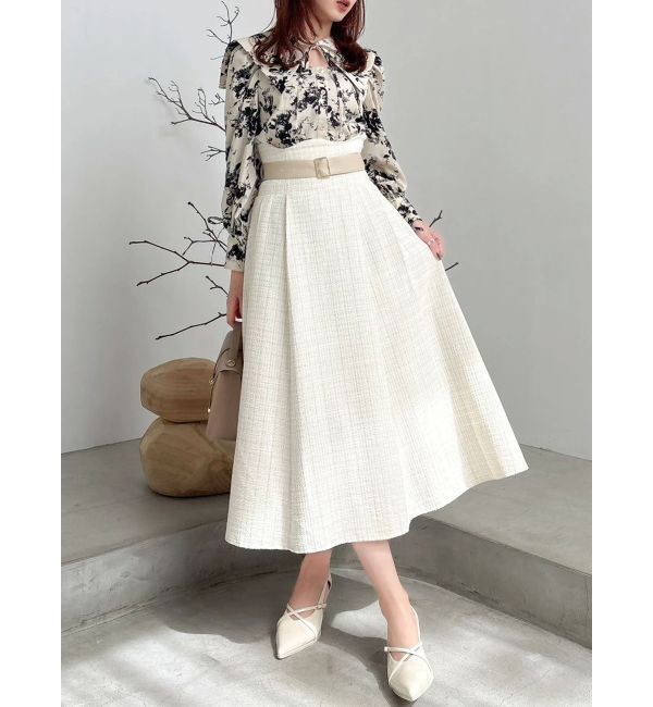 dazzlin「【WEB限定カラーあり】サイドタックベルトフレアスカート」|スカート|