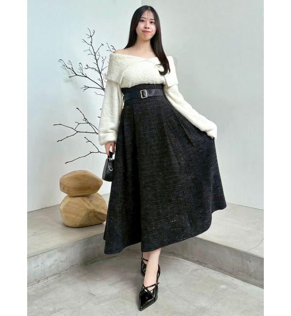 dazzlin「【WEB限定カラーあり】サイドタックベルトフレアスカート」|スカート|