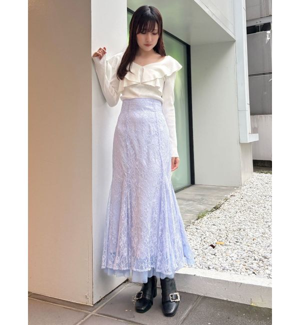 MERCURYDUO「裾チュールレースマーメイドスカート」|スカート|