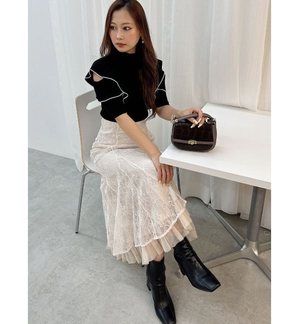 MERCURYDUO「裾チュールレースマーメイドスカート」|スカート|