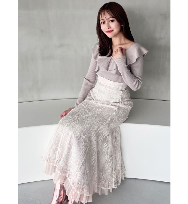 MERCURYDUO「裾チュールレースマーメイドスカート」|スカート|