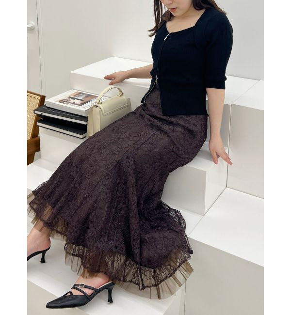 MERCURYDUO「裾チュールレースマーメイドスカート」|スカート|