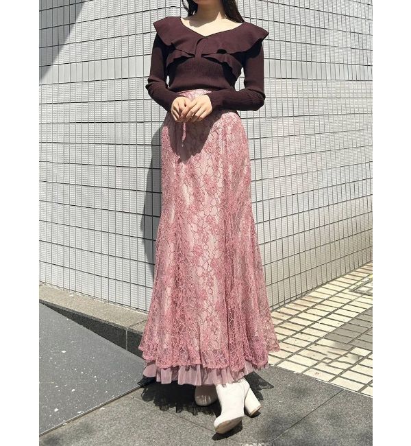 MERCURYDUO「裾チュールレースマーメイドスカート」|スカート|
