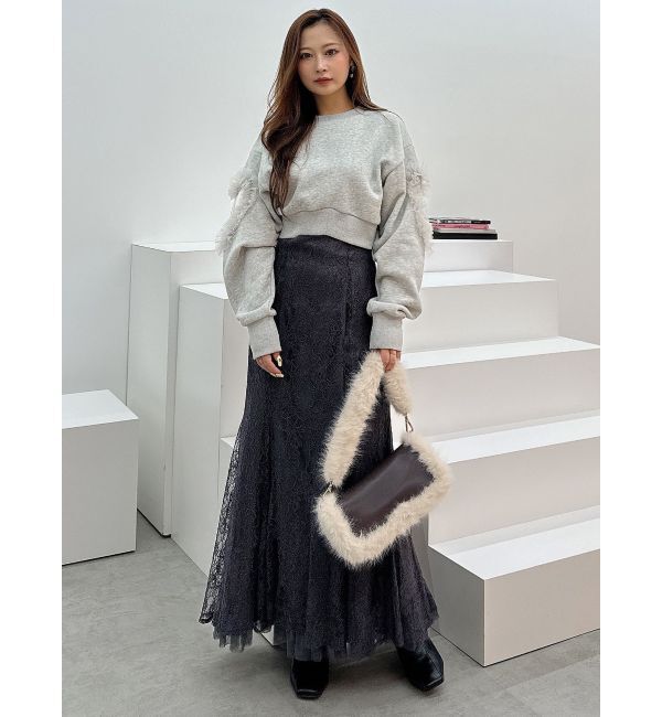 MERCURYDUO「裾チュールレースマーメイドスカート」|スカート|